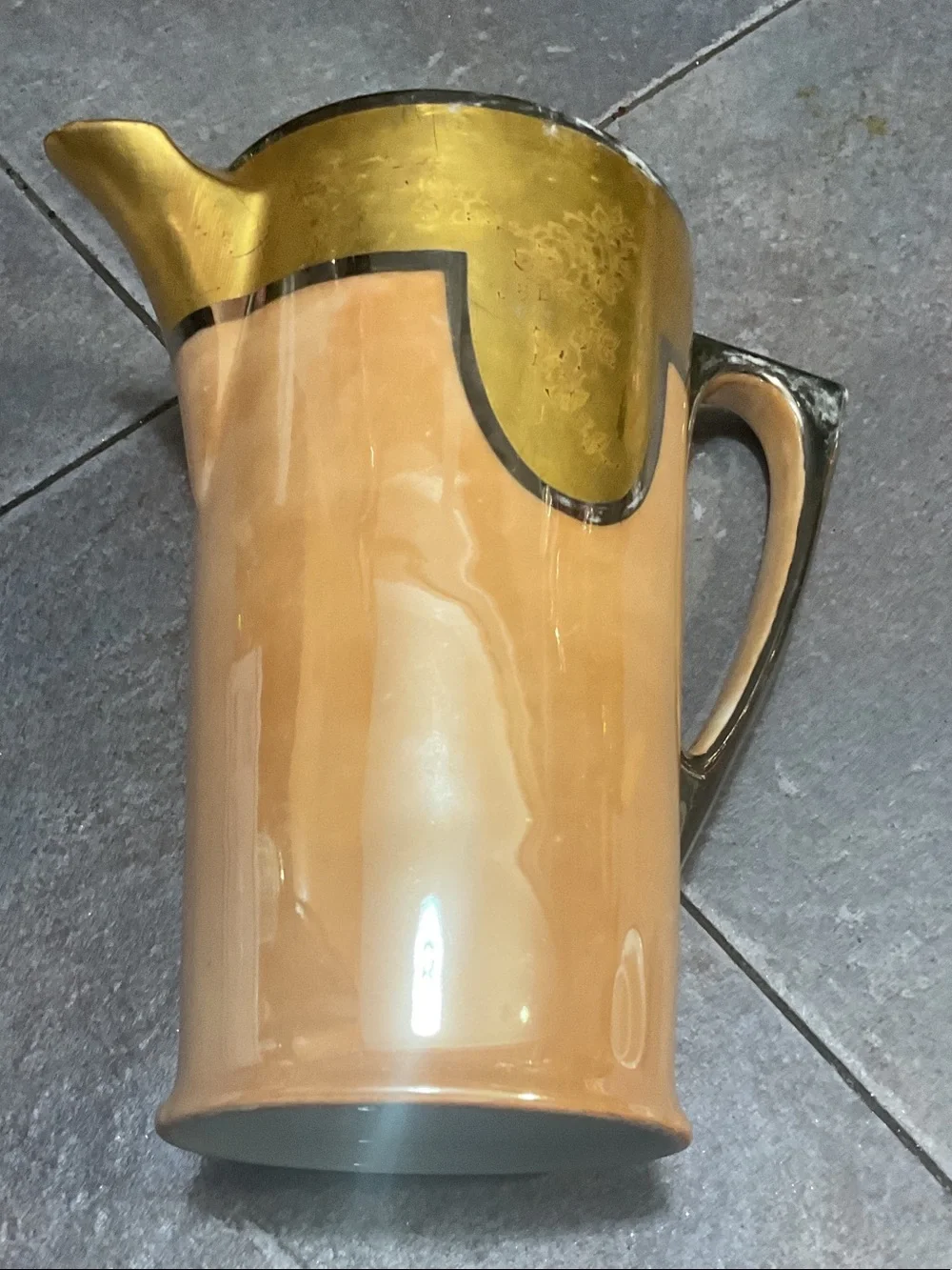 Yellow Ceramic Coffee/Tea Pot with Metallic Trim